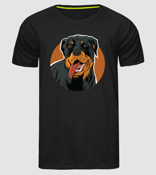 Tricou cu Câine Rottweiler model negru pe tricou