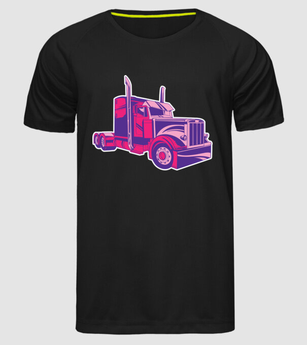 Camion roz model negru pe tricou