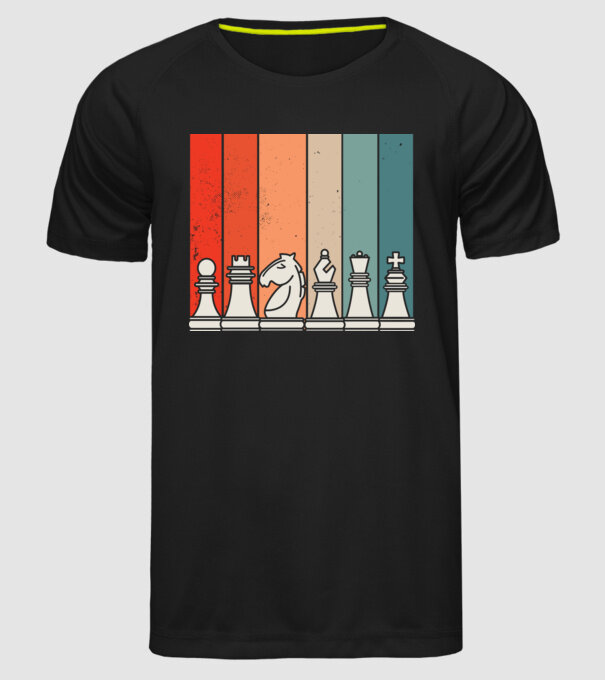 Șah Retro model negru pe tricou