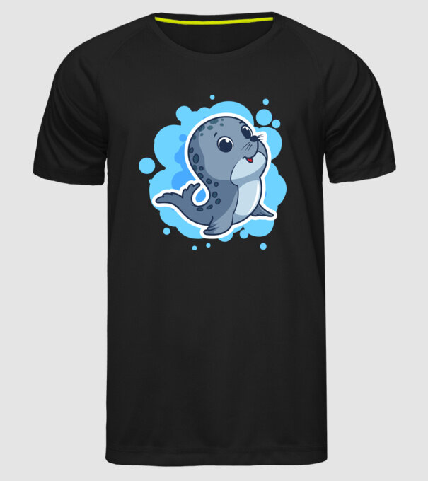 Sea Lion - Focă drăguță model negru pe tricou