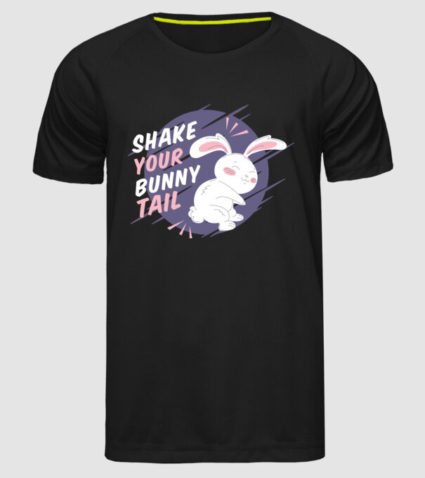 Shake your bunny tail model negru pe tricou