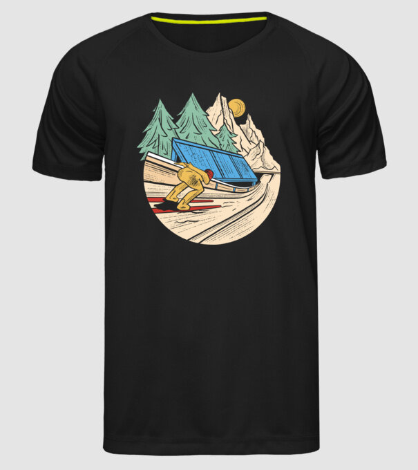 Săritor cu schiuri model negru pe tricou