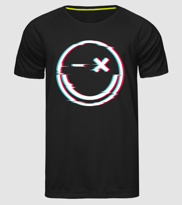 Smile glitch neon tiktok style model negru pe tricou