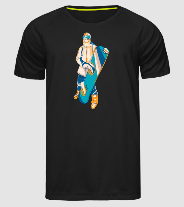 Snowboarder model negru pe tricou
