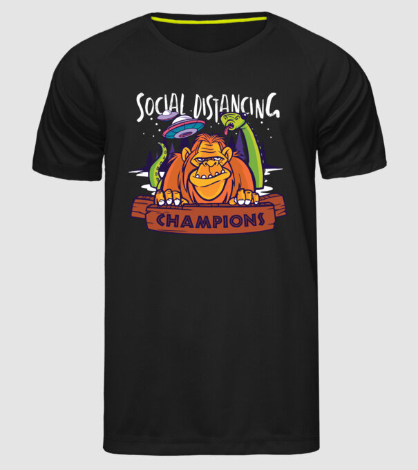Campioni Social Distancing model negru pe tricou