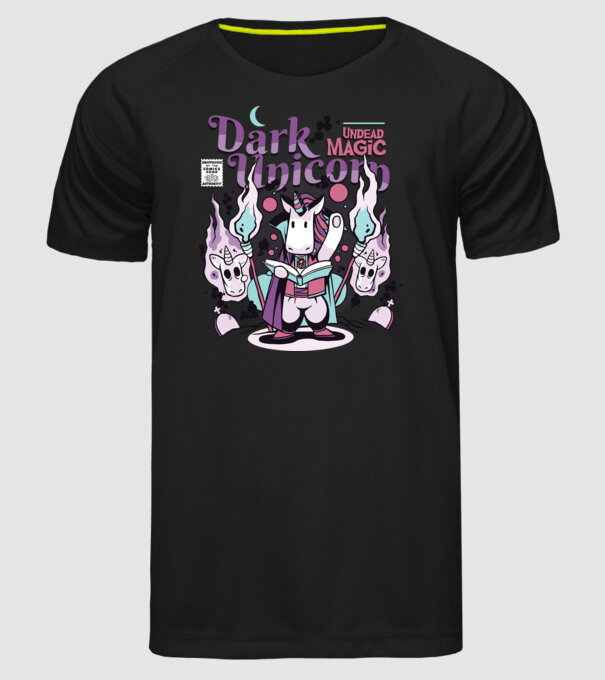 Magie neagră Unicorn model negru pe tricou