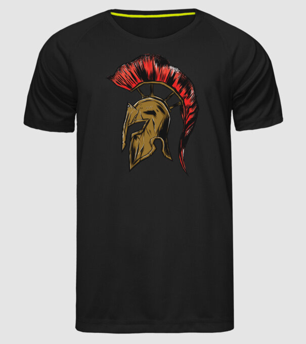 Cască războinic Sparta model negru pe tricou