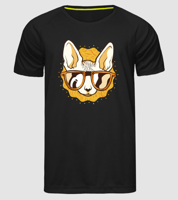 Sphynx Pisică Cool model negru pe tricou