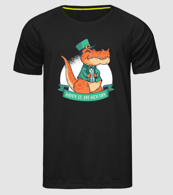 Dinozaur Sfântul Patrick model negru pe tricou