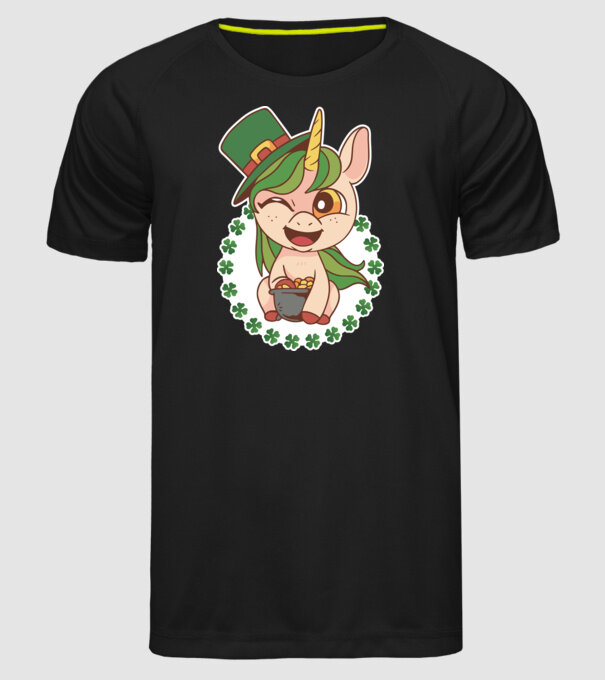 St Patrick Unicorn model negru pe tricou