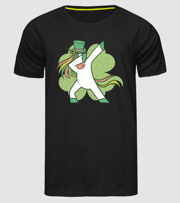 St Patrick Unicorn DAB model negru pe tricou