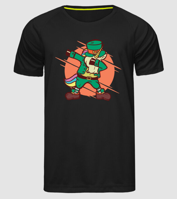 St Patrick Unicorn DAB model negru pe tricou
