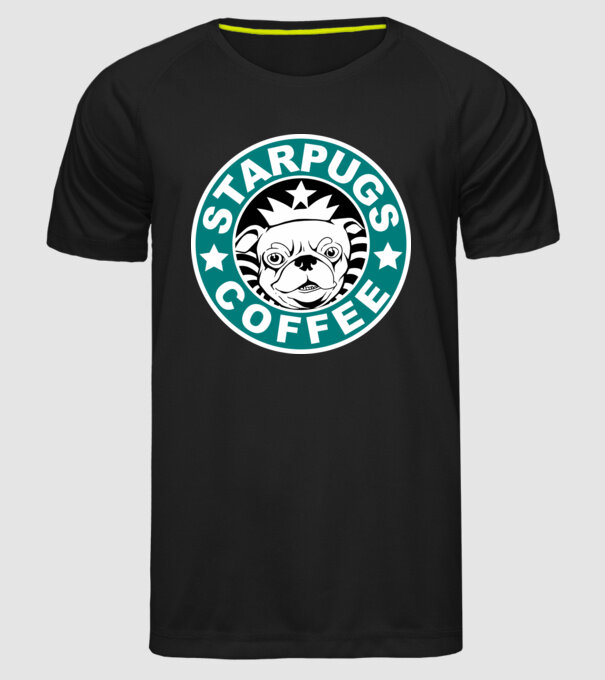 Starpugs Coffee model negru pe tricou