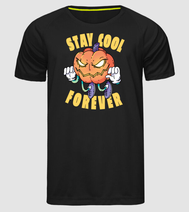 Dovleac de Halloween Stay Cool Forever model negru pe tricou