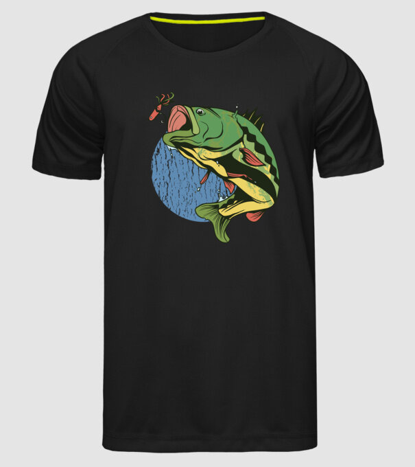 Biban Pescar model negru pe tricou