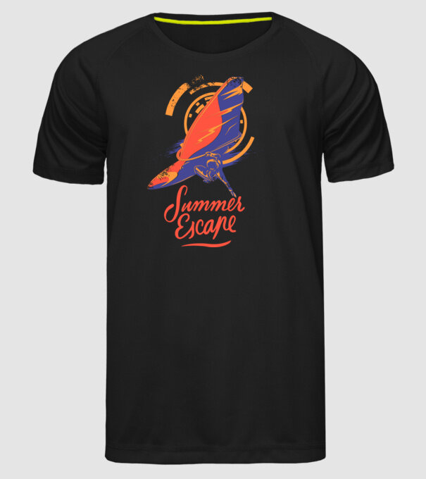 Summer escape Surf model negru pe tricou