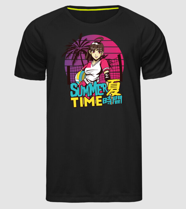 Summer Girl Anime Fată Manga model negru pe tricou