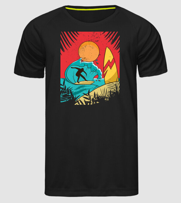 Afiș Surf model negru pe tricou