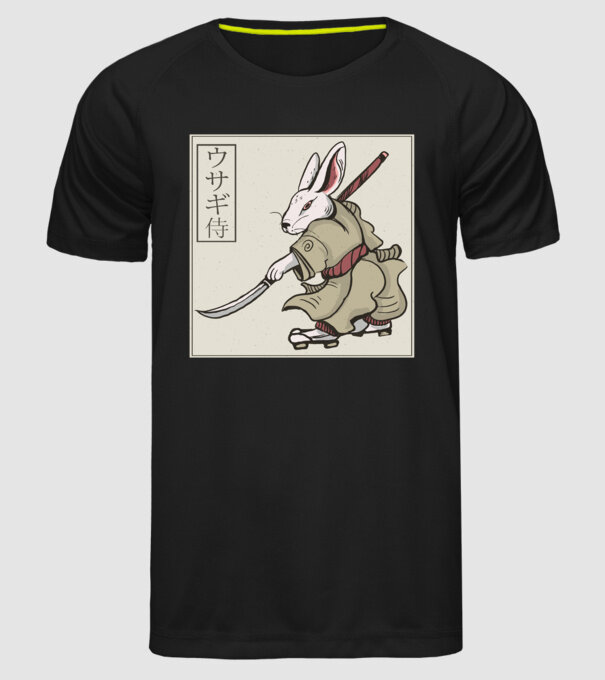 Iepure Samurai model negru pe tricou