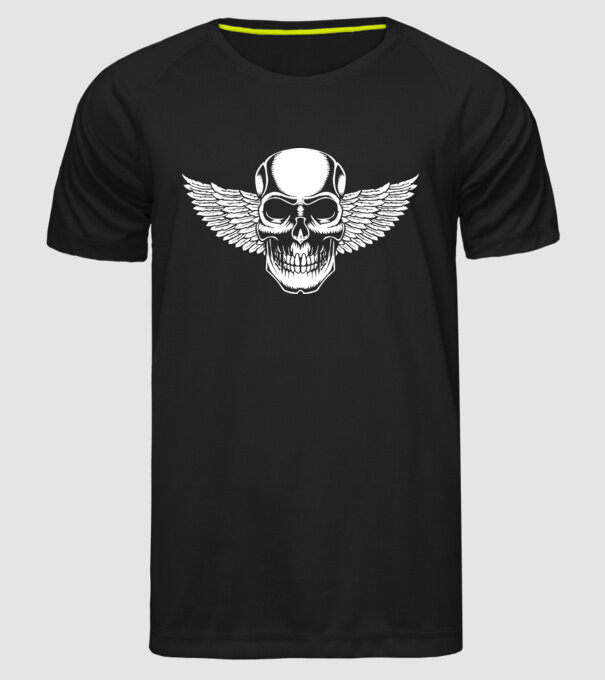 Craniu cu Aripi model negru pe tricou