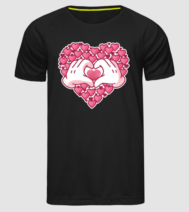 'Inimi îndrăgostite pentru Valentine''s Day' model negru pe tricou