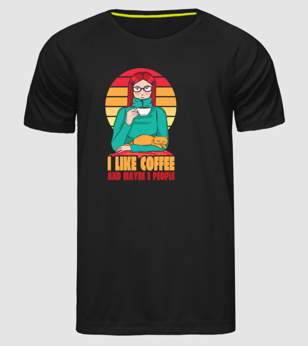 Iubesc Cafeaua și încă până la maxim 3 persoane model negru pe tricou