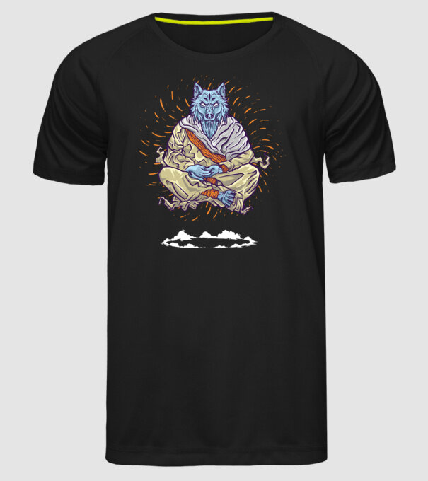 Lup Călugăr model negru pe tricou