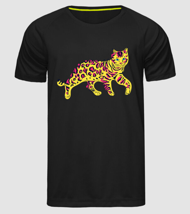 Pisică Abstract colorat model negru pe tricou
