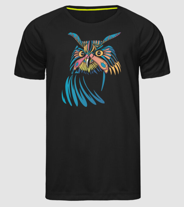 Bufniță colorată model negru pe tricou