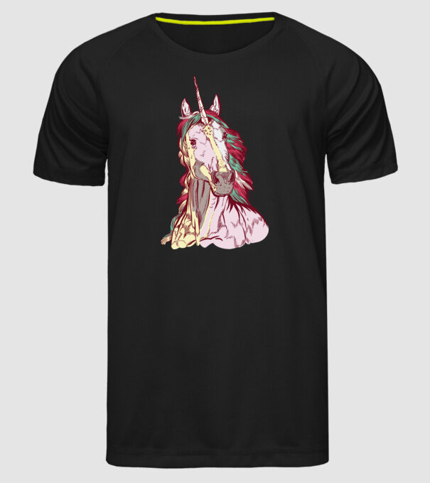 Unicorn colorat model negru pe tricou