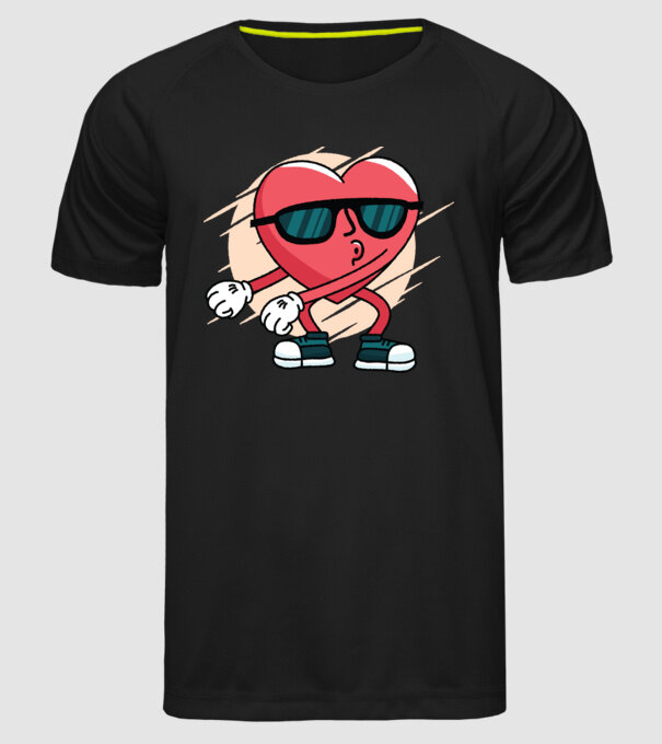Inimă DAB Floss Heart tricou model negru pe tricou