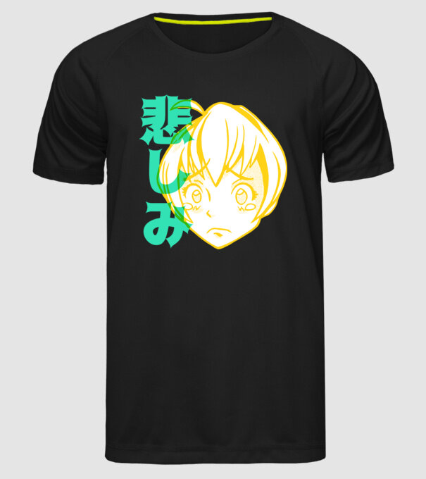 fată tristă Anime model negru pe tricou