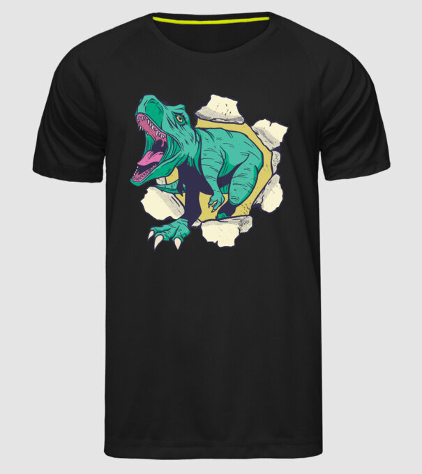 T-rex 3D model negru pe tricou