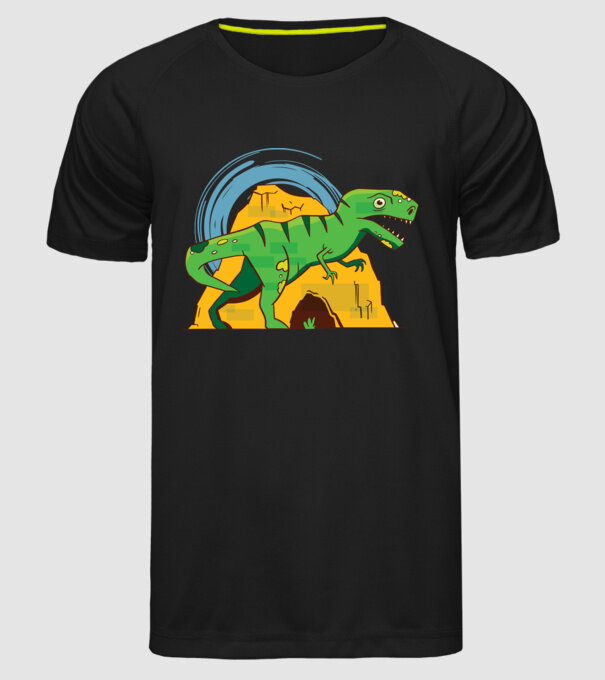 Dinozaur T-rex model negru pe tricou
