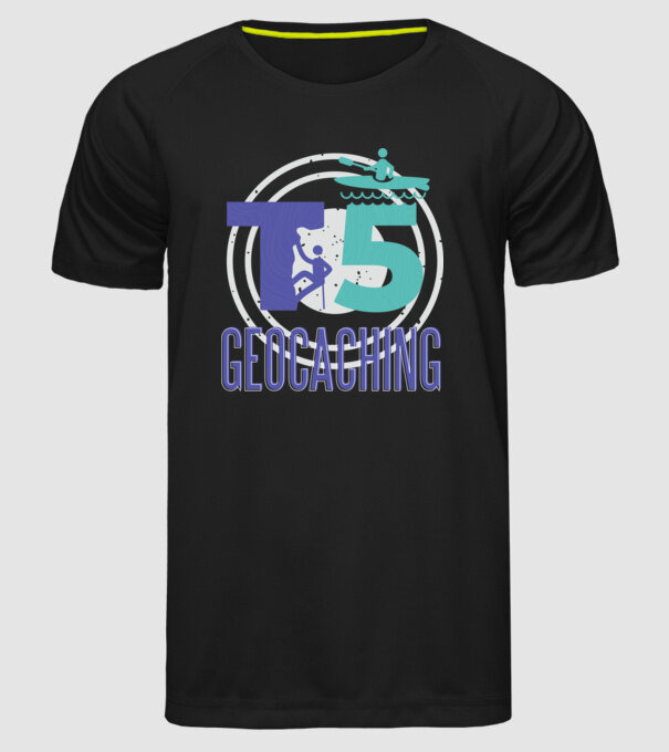 T5 Geocaching model negru pe tricou