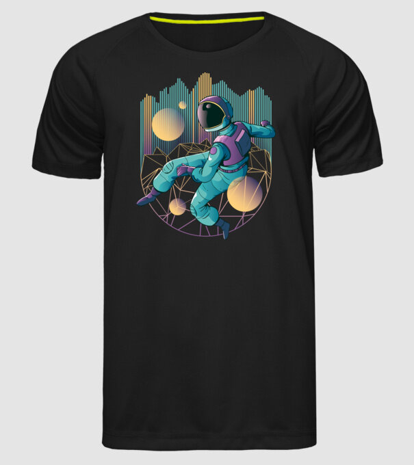 Techno Astronaut tricou astronaut model negru pe tricou