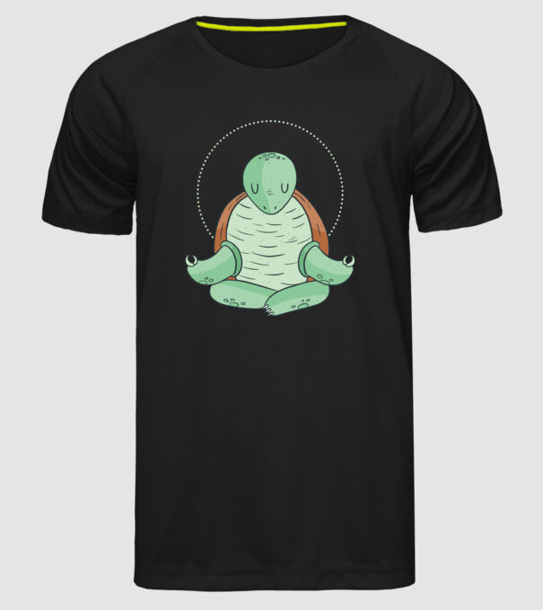 Broască țestoasă Yoga model negru pe tricou