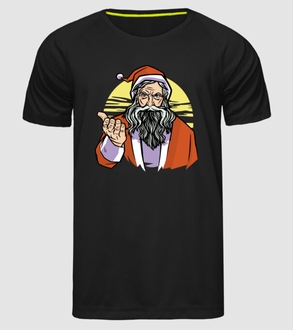 Moș Crăciun model negru pe tricou