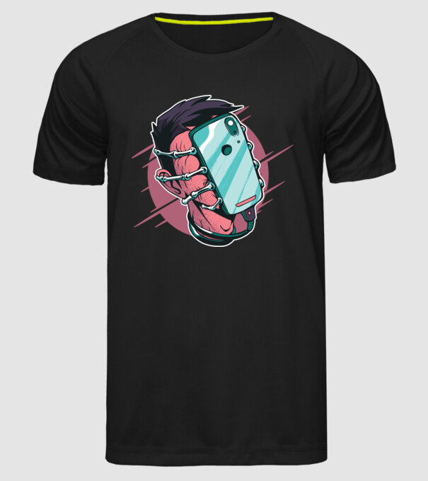 Telefon Facehugger tricou amuzant model negru pe tricou