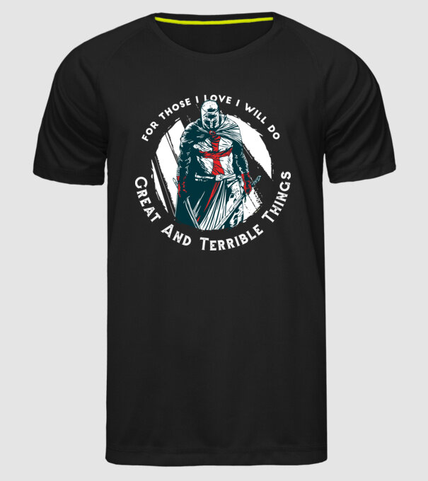 Cavaler Templier model negru pe tricou