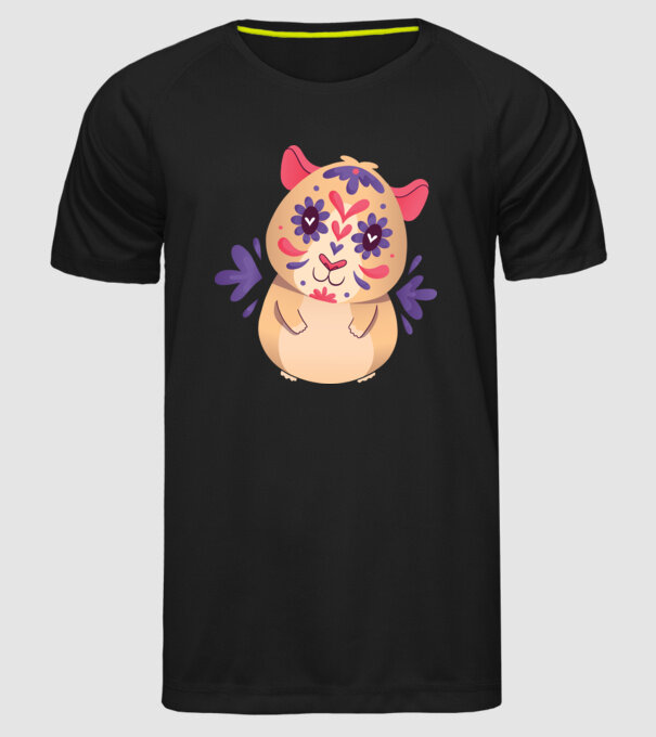 Porcușor de Guineea model negru pe tricou