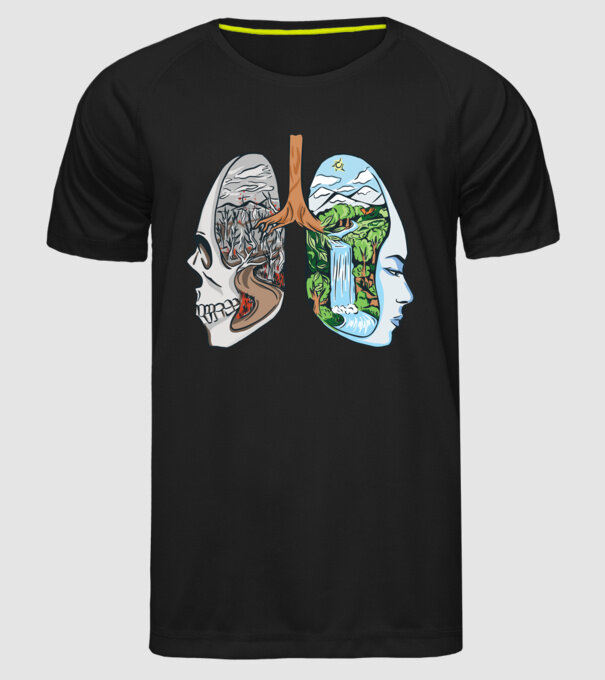Natură Plămâni imagine model negru pe tricou
