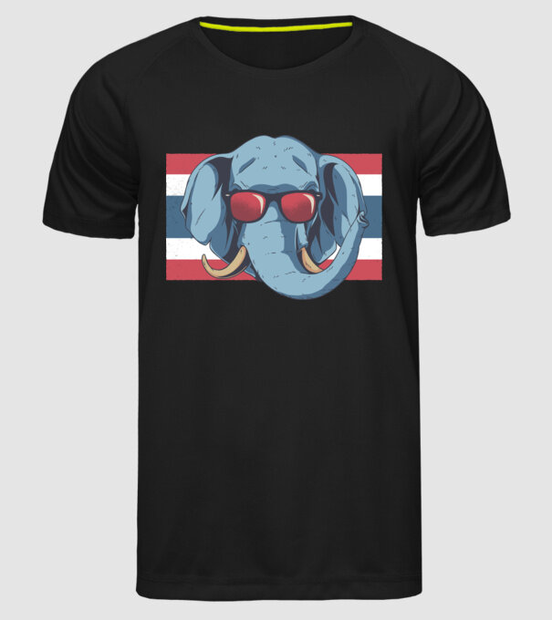 Thailanda Elefant tricou model negru pe tricou