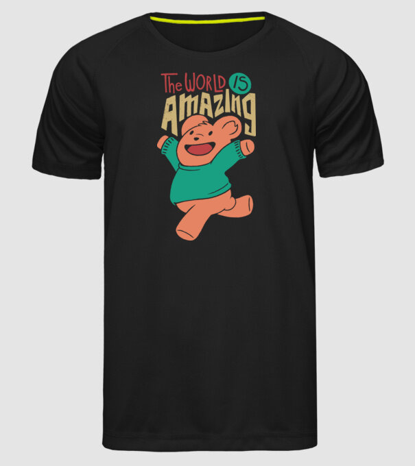 The world is amazing ursuleț Teddy model negru pe tricou