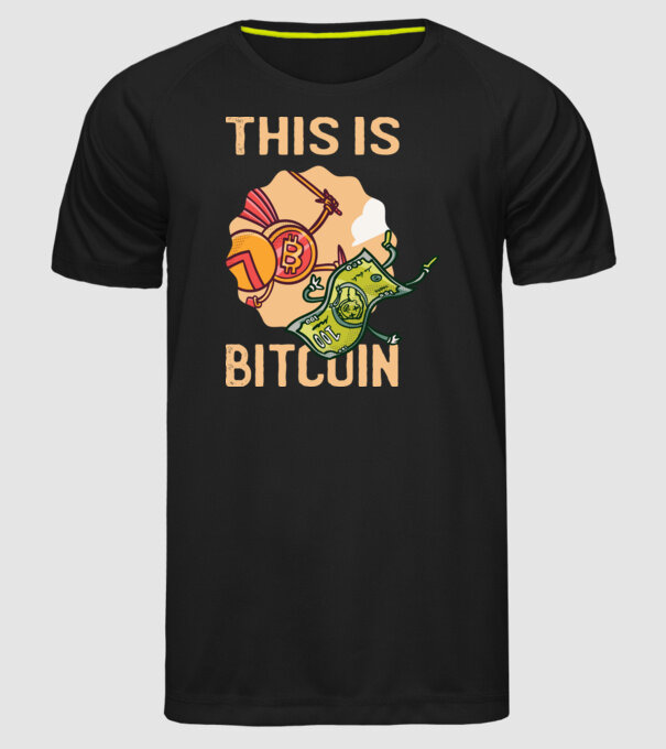 This is Bitcoin model negru pe tricou