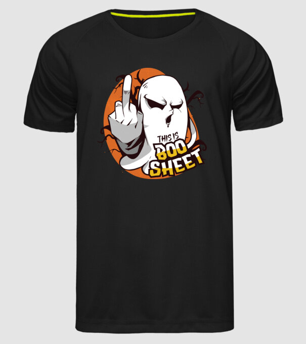 This is Boo Sheet Halloween model negru pe tricou