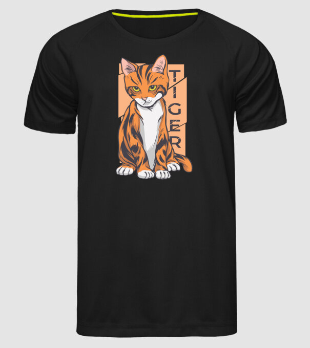 Pisică Tigru model negru pe tricou