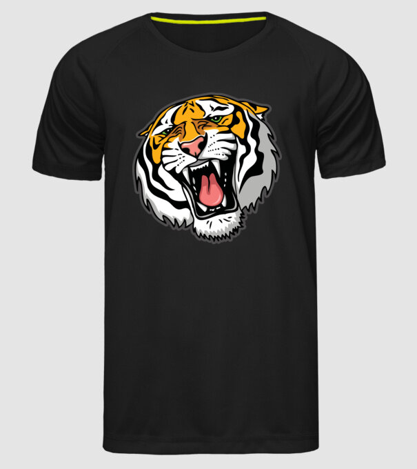 Tricou cu cap de tigru model negru pe tricou