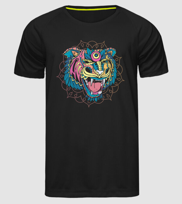 Tigru Mandala model negru pe tricou