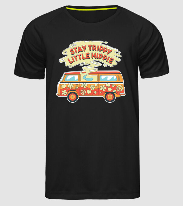 Trippy Microbuz Hippi model negru pe tricou